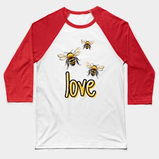 Three Bees | Nature | Love Bees Baseball T-Shirt